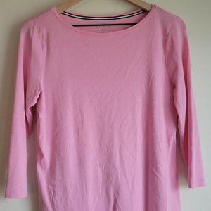 Talbots Petite L Pima Cotton 3/4 Sleeve Pink Tee